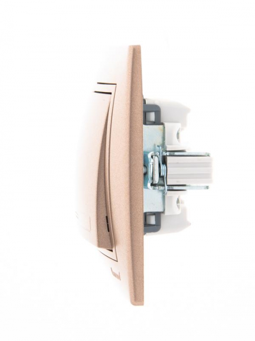 Выключатель 1-кл. СП Mira 10А IP20 со вставкой свет. корич. перламутр. LEZARD 701-3131-100 701-3131-100