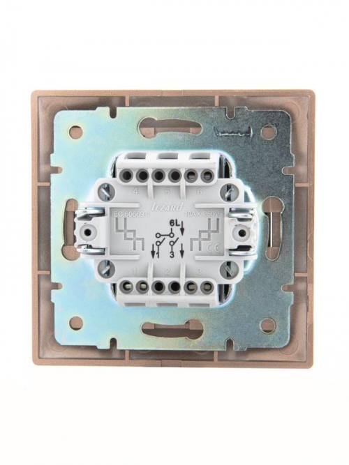 Выключатель 2-кл. СП Mira 10А IP20 со вставкой свет. корич. перламутр. LEZARD 701-3131-101 701-3131-101