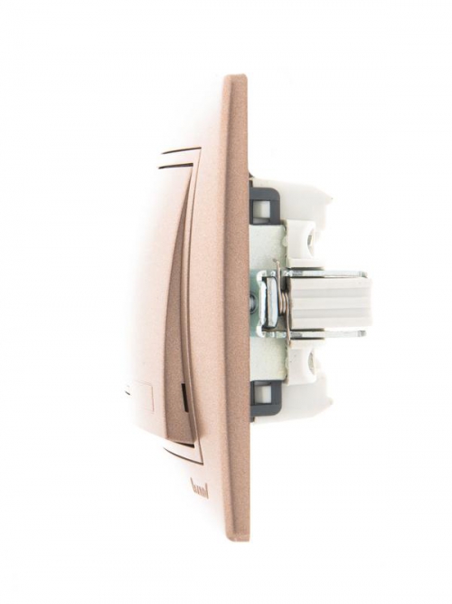 Выключатель 1-кл. СП Mira 10А IP20 с подсветкой со вставкой свет. корич. перламутр. LEZARD 701-3131-111 701-3131-111