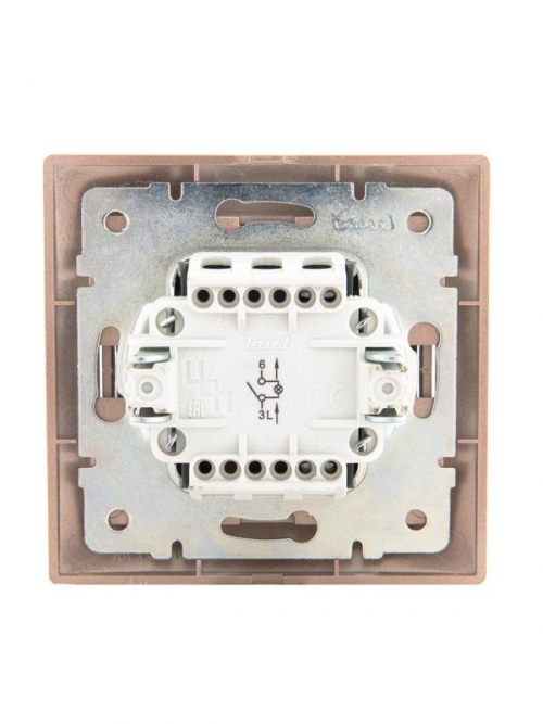 Выключатель 1-кл. СП Mira 10А IP20 с подсветкой со вставкой свет. корич. перламутр. LEZARD 701-3131-111 701-3131-111