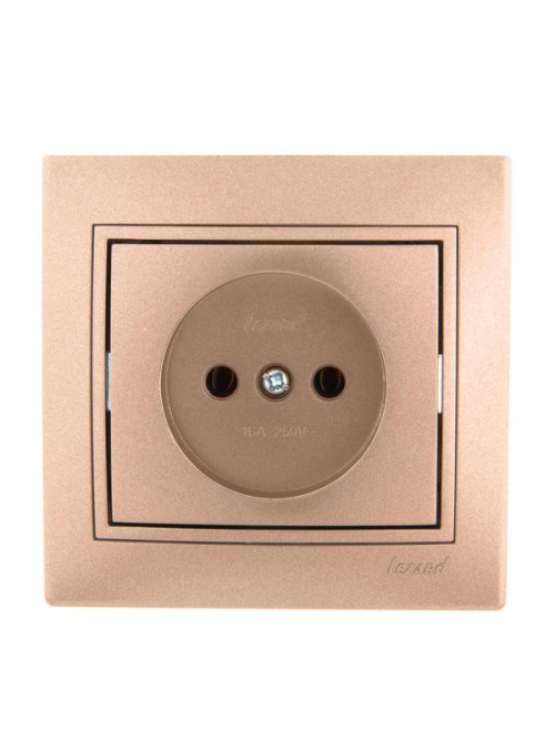 Розетка 1-м СП Mira 16А IP20 без заземл. со вставкой керамика свет. корич. перламутр. LEZARD 701-3131-121 701-3131-121
