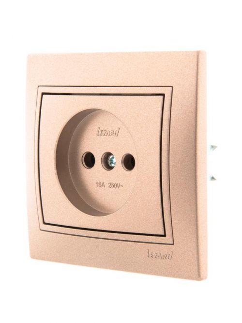Розетка 1-м СП Mira 16А IP20 без заземл. со вставкой керамика свет. корич. перламутр. LEZARD 701-3131-121 701-3131-121