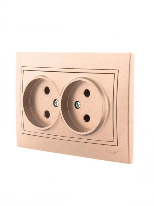 Розетка 2-м СП Mira 16А IP20 без заземл. со вставкой керамика свет. корич. перламутр. LEZARD 701-3131-128 701-3131-128