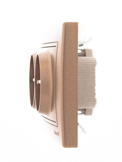 Розетка 2-м СП Mira 16А IP20 с заземл. со вставкой керамика свет. корич. перламутр. LEZARD 701-3131-127 701-3131-127