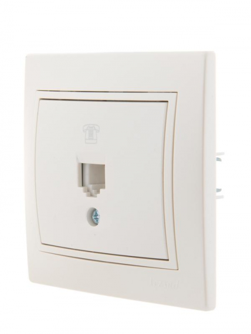 Розетка телефонная 1-м СП Mira RJ11 16А IP20 евро стандарт со вставкой жемчуж./бел. перламутр. LEZARD 701-3030-137 701-3030-137