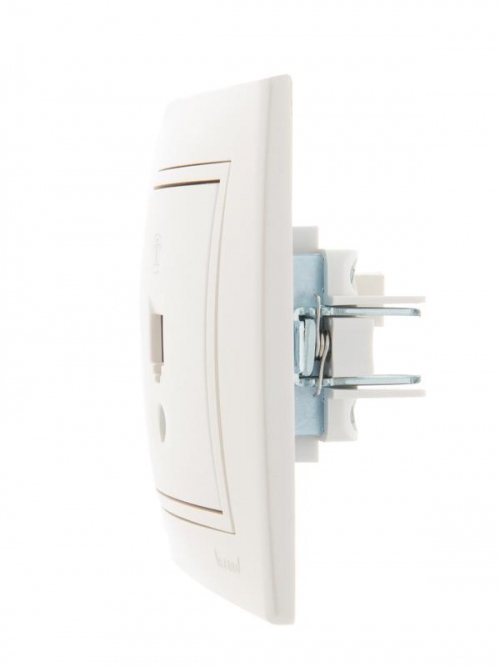 Розетка телефонная 1-м СП Mira RJ11 16А IP20 евро стандарт со вставкой жемчуж./бел. перламутр. LEZARD 701-3030-137 701-3030-137