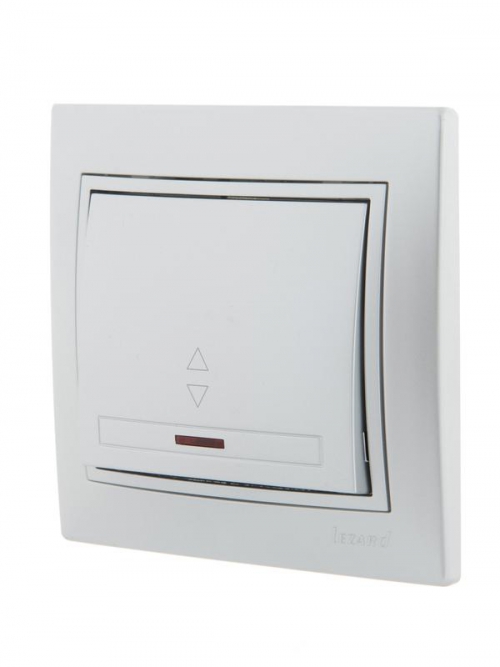 Переключатель проходной 1-кл. СП Mira 10А с подсветкой со вставкой сер. метал. LEZARD 701-1010-114 701-1010-114