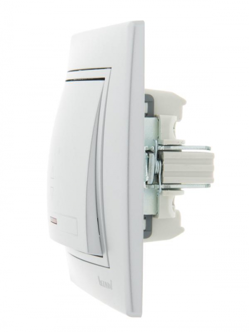 Переключатель проходной 1-кл. СП Mira 10А с подсветкой со вставкой сер. метал. LEZARD 701-1010-114 701-1010-114