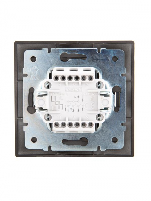 Выключатель 3-кл. 1п СП Mira 10А IP20 со вставкой черн. бархат LEZARD 701-4242-109 701-4242-109