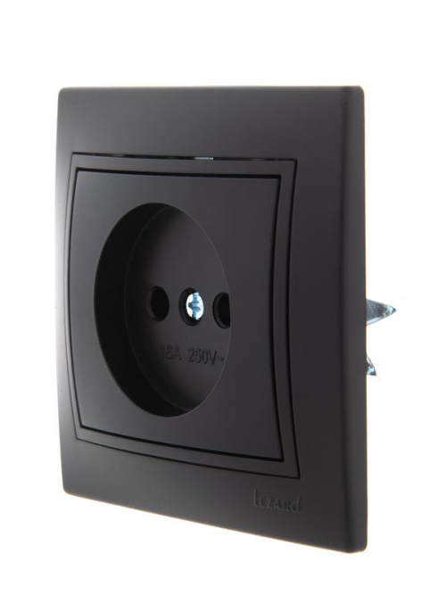Розетка 1-м СП Mira 16А IP20 без заземл. со вставкой керамика черн. бархат LEZARD 701-4242-121 701-4242-121
