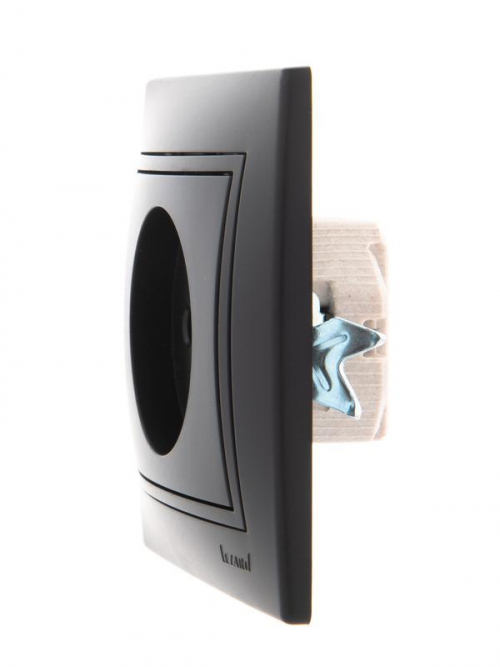 Розетка 1-м СП Mira 16А IP20 без заземл. со вставкой керамика черн. бархат LEZARD 701-4242-121 701-4242-121