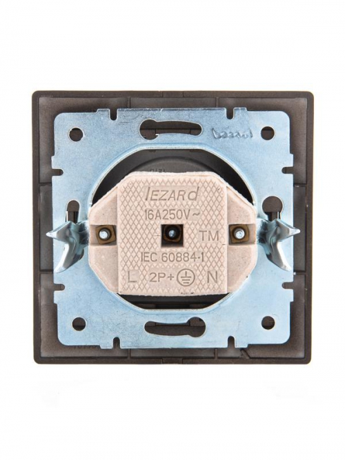Розетка 1-м СП Mira 16А IP20 без заземл. со вставкой керамика черн. бархат LEZARD 701-4242-121 701-4242-121