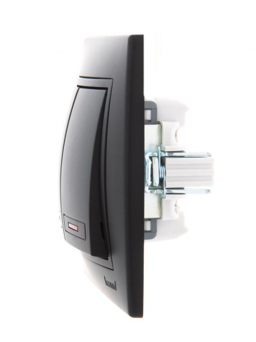 Выключатель 2-кл. 1п СП Mira 10А IP20 с подсветкой со вставкой черн. бархат LEZARD 701-4242-112 701-4242-112