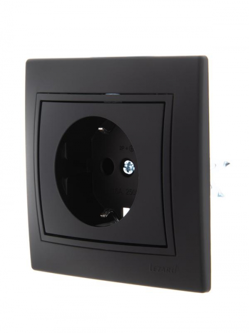 Розетка 1-м СП Mira с заземл. керамика черн. бархат LEZARD 701-4242-122 701-4242-122
