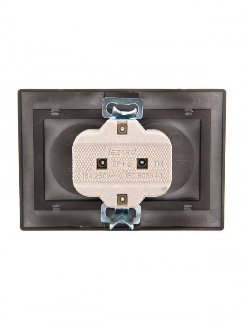 Розетка 2-м СП Mira 16А IP20 без заземл. со вставкой керамика черн. бархат LEZARD 701-4242-128 701-4242-128
