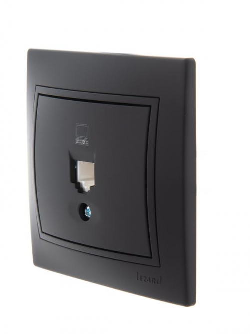 Розетка компьютерная 1-м СП Mira RJ45 черн. бархат LEZARD 701-4242-139 701-4242-139