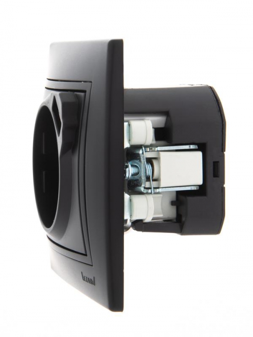 Розетка 1-м СП Mira 16А с заземл. + USB разъем черн. бархат LEZARD 701-4242-181 701-4242-181