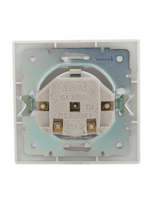 Розетка 1-м СП Mira 16А IP20 з/к, с крышкой с белой вставкой керамика бел. LEZARD 701-0202-123 701-0202-123