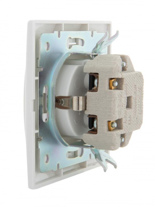 Розетка 1-м СП Mira 16А IP20 з/к, с крышкой с белой вставкой керамика бел. LEZARD 701-0202-123 701-0202-123