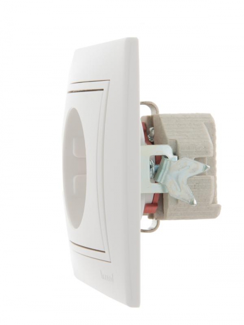 Розетка 1-м СП Mira 16А IP20 с заземл. защ. шторки с бел. вставкой керамика бел. LEZARD 701-0202-124 701-0202-124