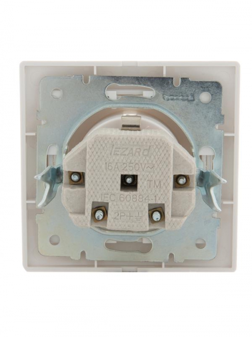 Розетка 1-м СП Mira 16А IP20 с заземл. защ. шторки с бел. вставкой керамика бел. LEZARD 701-0202-124 701-0202-124