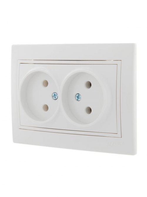 Розетка 2-м СП Mira 16А IP20 без заземл. с бел. вставкой керамика бел. LEZARD 701-0202-128 701-0202-128