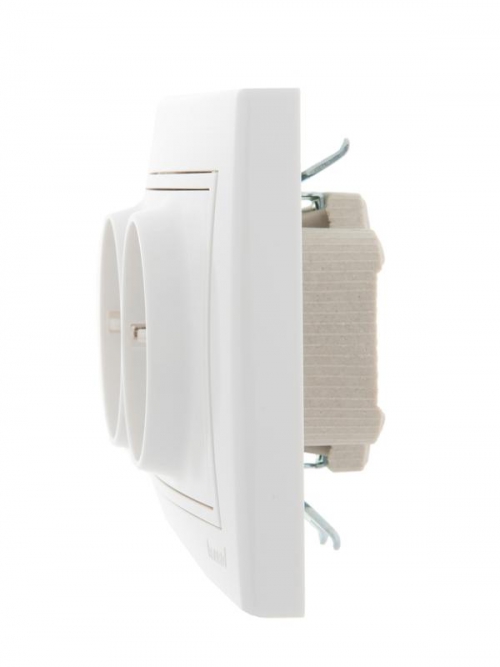 Розетка 2-м СП Mira 16А IP20 с заземл. с бел. вставкой керамика бел. LEZARD 701-0202-127 701-0202-127