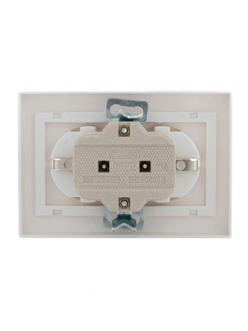 Розетка 2-м СП Mira 16А IP20 с заземл. с бел. вставкой керамика бел. LEZARD 701-0202-127 701-0202-127
