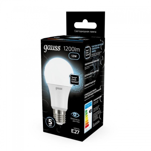 Лампа светодиодная Black 12Вт A60 4100К нейтр. бел. E27 1200лм GAUSS 102502212 102502212