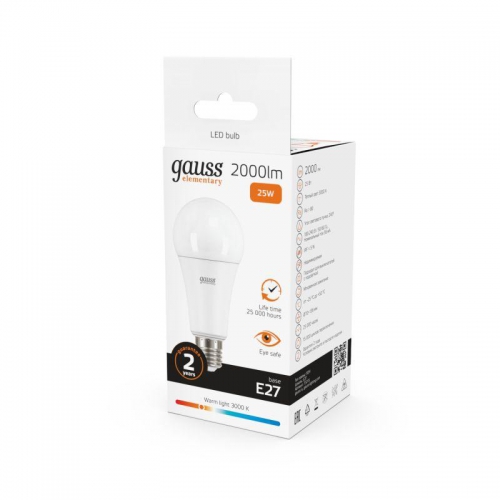 Лампа светодиодная Elementary 25Вт A67 3000К тепл. бел. E27 2000лм GAUSS 73215 73215