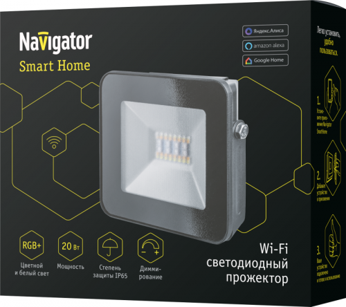 Прожектор светодиодный 14 559 NFL-20-RGBWWW-BL-WIFI-IP65-LED 20Вт IP65 WIFI SMART HOME Navigator 14559 14559