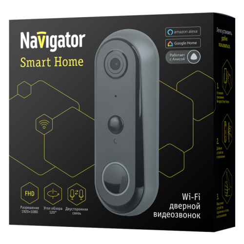 Видеозвонок дверной Умный с управлением по WiFi 82 637 Smart Home NSH-DB-01-WiFi Navigator 82637 82637