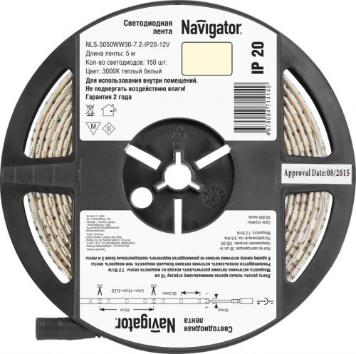 Лента светодиодная 71 414 NLS-5050WW30-7.2 IP20 12B R5 7.2Вт/м (уп.5м) Navigator 71414 71414
