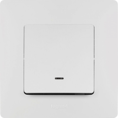 Выключатель 1-кл. СП Etika 10А IP20 250В 10AX с подсветкой/индикацией безвинт. зажимы механизм бел. Leg 672203 672203