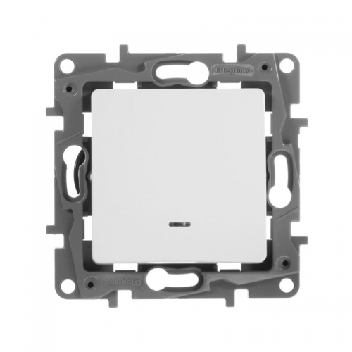 Выключатель 1-кл. СП Etika 10А IP20 250В 10AX с подсветкой/индикацией безвинт. зажимы механизм бел. Leg 672203 672203