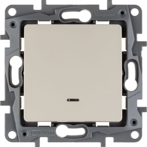 Выключатель 1-кл. СП Etika 10А IP20 250В 10AX с подсветкой/индикацией безвинт. зажимы механизм сл. кость Leg 672303 672303