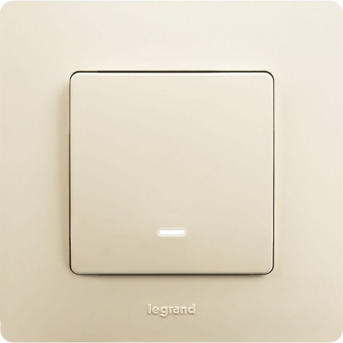 Выключатель 1-кл. СП Etika 10А IP20 250В 10AX с подсветкой/индикацией безвинт. зажимы механизм сл. кость Leg 672303 672303