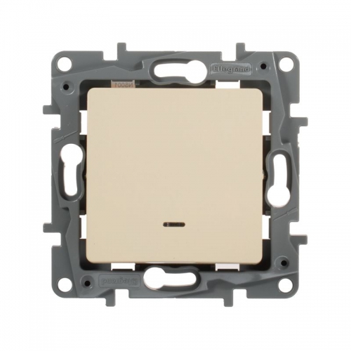 Выключатель 1-кл. СП Etika 10А IP20 250В 10AX с подсветкой/индикацией безвинт. зажимы механизм сл. кость Leg 672303 672303