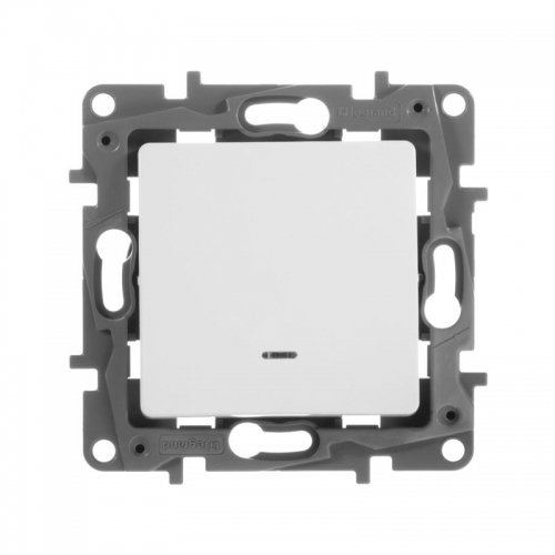 Механизм переключателя 1-кл. СП Etika Plus 10А IP20 250В 10AX с подсветкой безвинт. зажимы бел. Leg 672215 672215