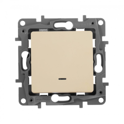 Механизм переключателя 1-кл. СП Etika Plus 10А IP20 250В 10AX с подсветкой безвинт. зажимы сл. кость Leg 672315 672315