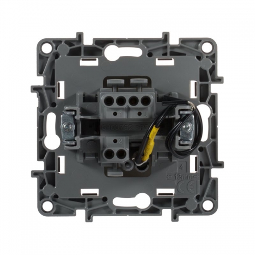 Механизм переключателя 1-кл. СП Etika Plus 10А IP20 250В 10AX с подсветкой безвинт. зажимы сл. кость Leg 672315 672315