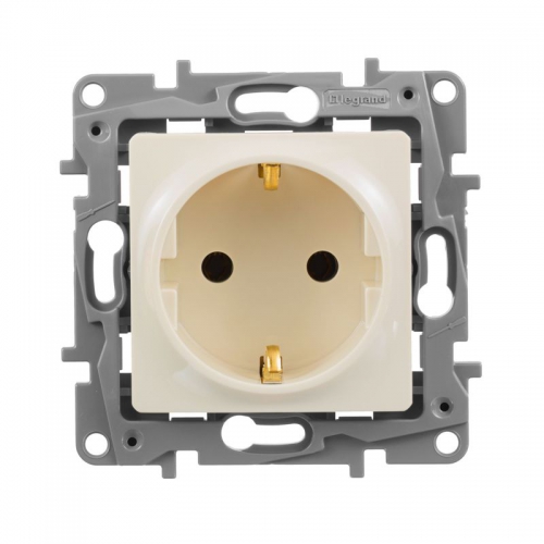 Розетка 1-м СП Etika 16А IP20 250В 2P+E с заземл. немецк. стандарт винт. клеммы механизм сл. кость Leg 672321 672321