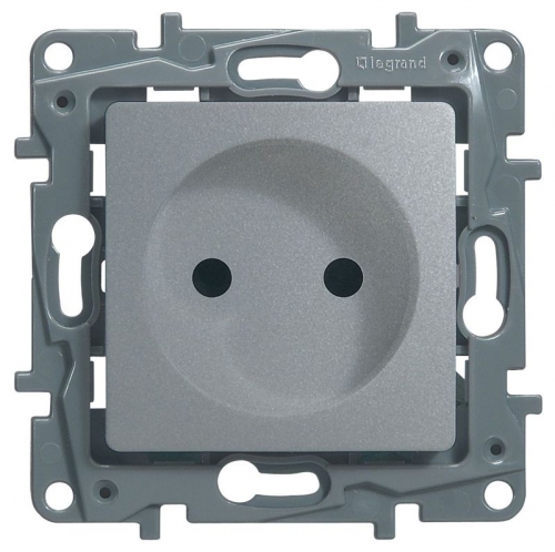 Розетка 1-м СП Etika 16А IP31 250В 2P без заземл. защ. шторки немецк. стандарт винт. клеммы механизм алюм. Leg 672434 672434