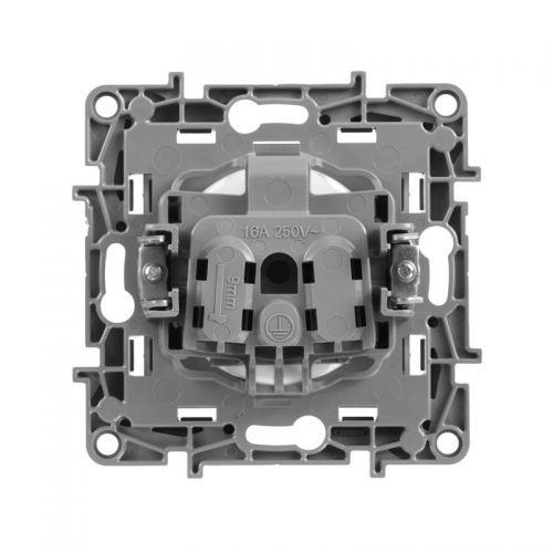 Розетка 1-м СП Etika 16А IP31 250В 2P без заземл. защ. шторки немецк. стандарт винт. клеммы механизм алюм. Leg 672434 672434