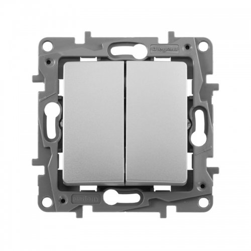 Выключатель 2-кл. СП Etika 10А IP20 250В 10AX авт. зажимы механизм алюм. Leg 672402 672402