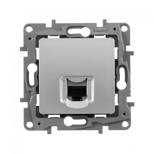 Розетка компьютерная 1-м СП Etika RJ45 кат.5E UTP механизм алюм. Leg 672441 672441