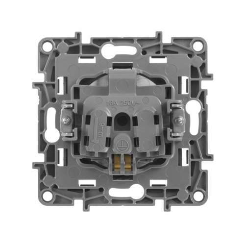 Розетка 1-м СП Etika 16А IP31 250В 2P+E с заземл. защ. шторки немецк. стандарт винт. клеммы механизм антрацит Leg 672622 672622