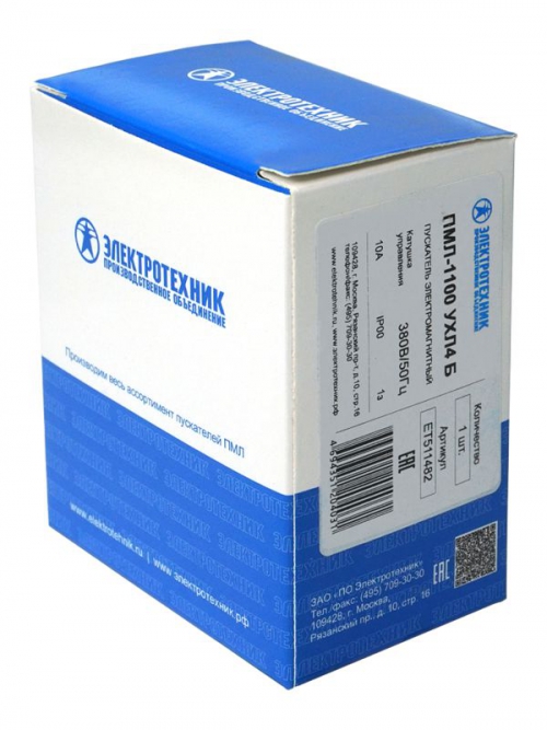 Пускатель магнитный ПМЛ-1100 УХЛ4 Б 380В/50Гц 1з 10А нереверсивный без реле IP20 Электротехник ET511482 ET511482