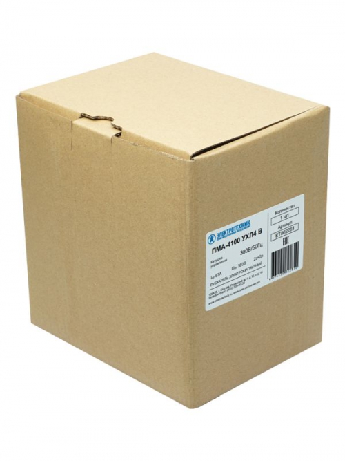 Пускатель электромагнитный ПМА-4100 УХЛ4 В 380В/50Гц 2з+2р 63А нереверсивный без реле IP00 Электротехник ET002281 ET002281