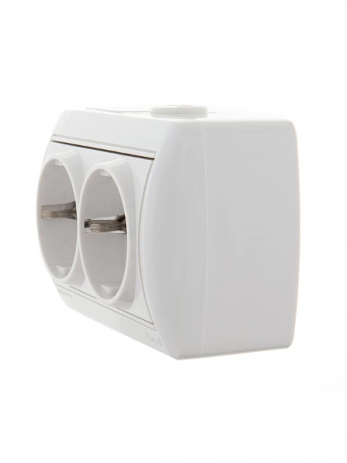 Розетка 2-м ОП Nata 16А IP20 с заземл. керамика бел. LEZARD 710-0200-127 710-0200-127